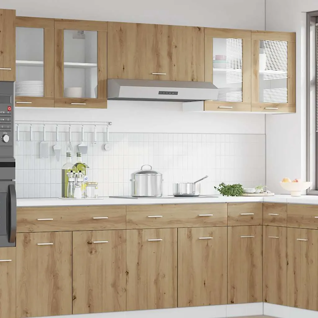Pensile da Cucina Lyon Rovere Artisan 60cm: Eleganza con Vetro - 3