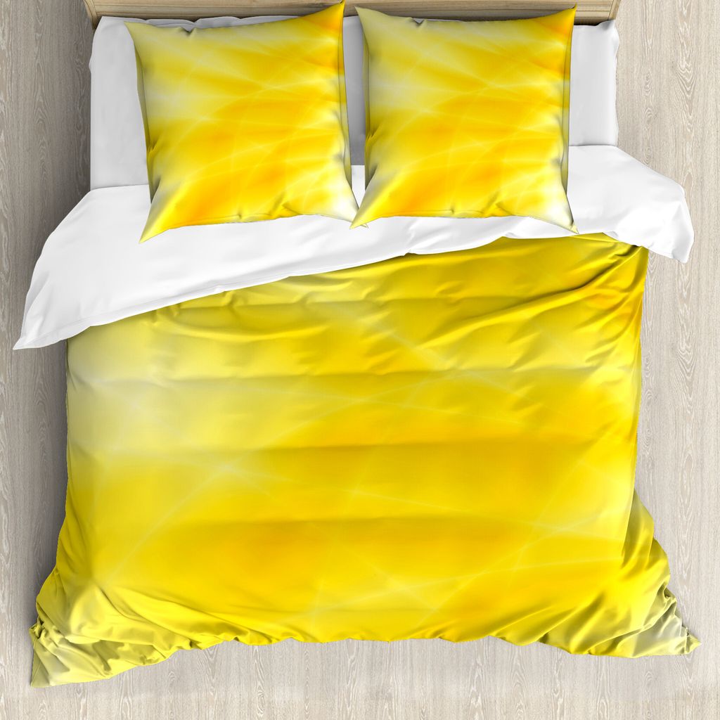 ABAKUHAUS Gelb Bettbezug, Abstrakt Sommer Sonne, Milbensicher Allergiker geeignet mit Kissenbezügen, 200 cm x 200 cm - 80 x 80 cm, Gelb