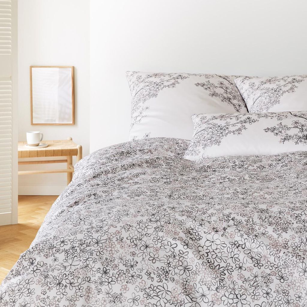 elegante Mako-Satin-Bettwäsche-Garnitur Belle Farbe Greige Größe 135x200+80x80cm