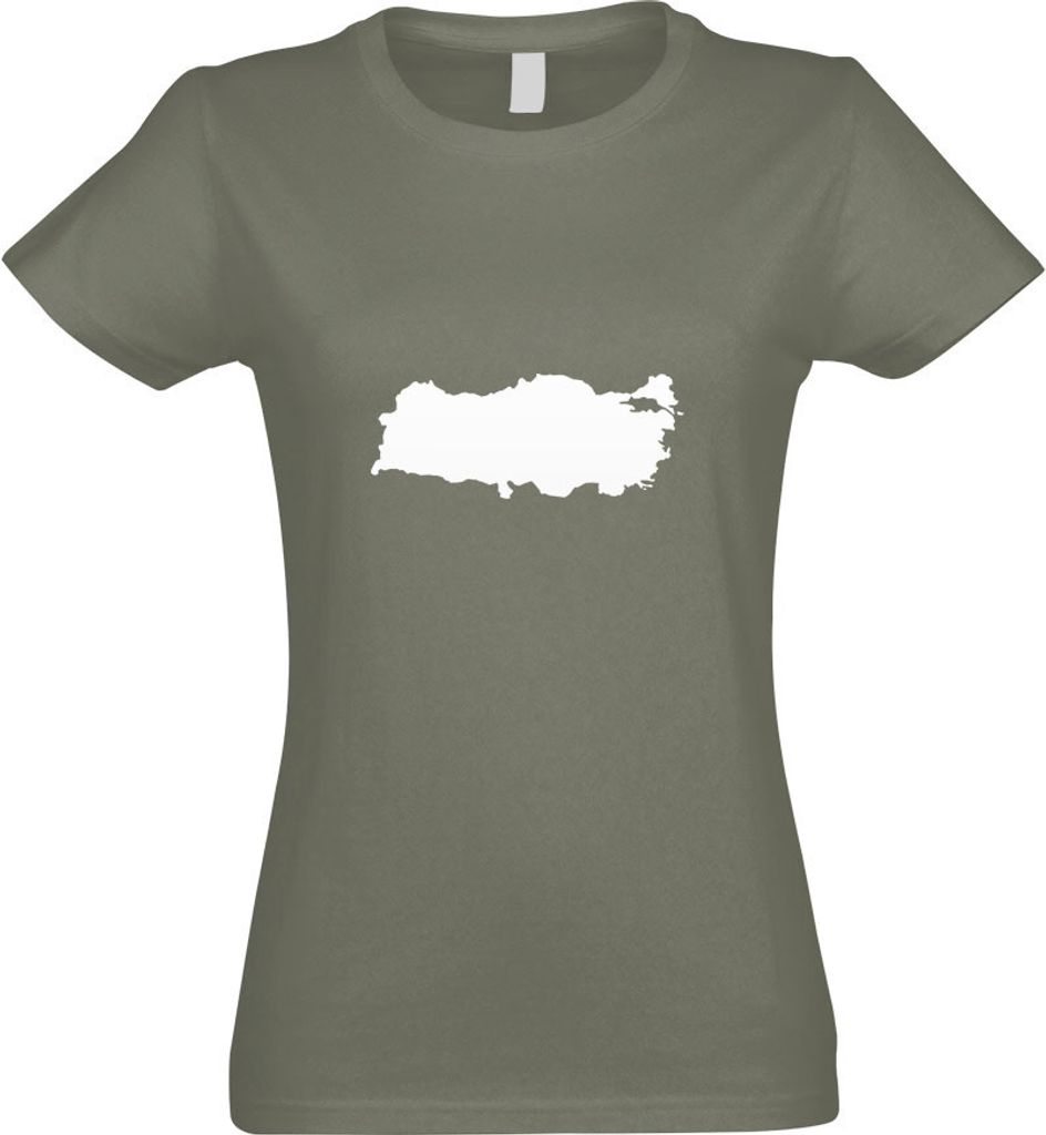 Kiwistar - T-Shirt tailliert - Damen - Olive - Türkei Umriss Kontur - mit Motiv Bedruckt - Funshirt Design - Sport - Freizeit - Damen - XXL