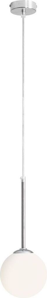 Hängeleuchte Metall Glas 14 cm breit H: max. 200 cm Chrom Weiß E14 Kugel Schirm Modern