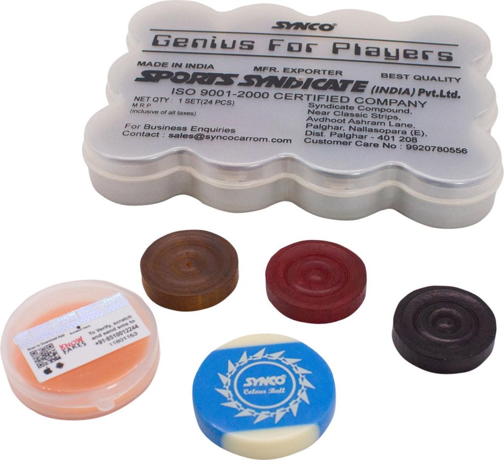 Synco Turnier Carrom Steine Genius for Players mit Ball Striker - 2952