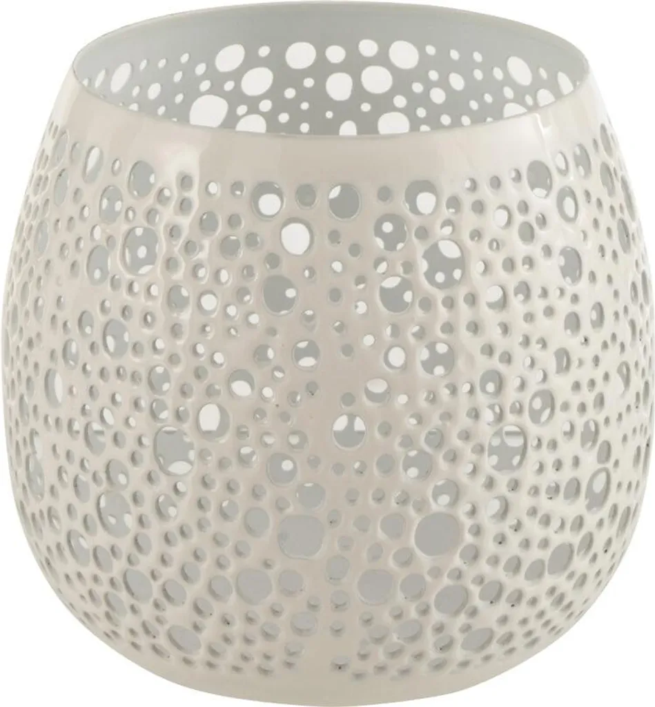 Bougeoir décoratif J-Line blanc en métal Ø 11 cm pour ambiance cosy