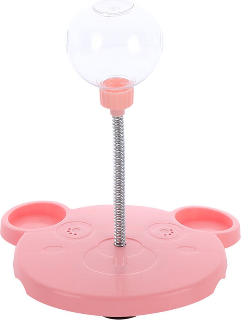 Cat Treasspenser Spielzeug Plastik Netter Bär Form undichte Food Circle Ball Track Feeder mit Frühling für Geschenke rosa