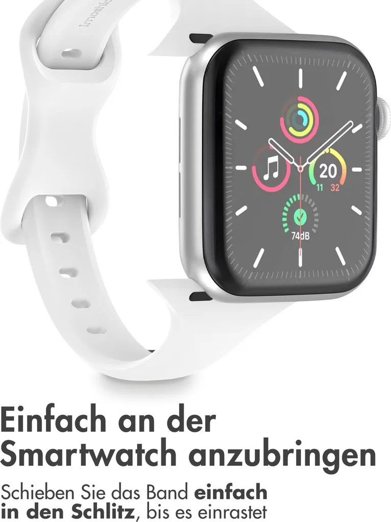 Watch SE - 40 mm, Watch SE 2023 - 40 mm, Watch SE 2022 - 40 mm, Watch 9 - 41 mm, Watch 8 - 41 mm, Watch 7 - 41 mm, Watch 6 - 40 mm, Watch 5 - 40 mm, Watch 4 - 40 mm, Watch 4 - 40 mm, Watch 41 mm, Watch 40 mm, Watch 3 - 38 mm, Watch 38 mm, Watch 2 - 38 mm, Watch 1 - 38 mm, Watch 1 - 38 mm, Watch 10 - 42 mm Cinturino: imoshion Slim siliconen bandje - 4