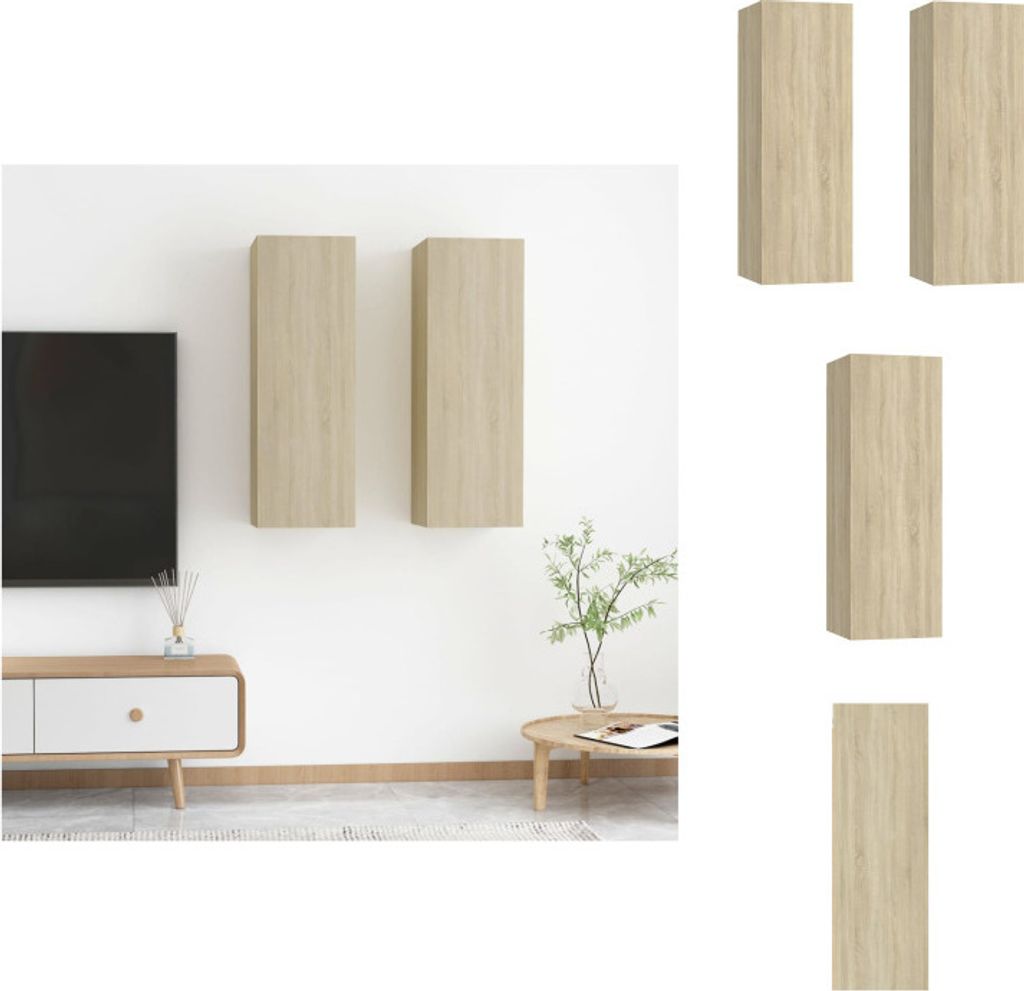 vidaXL TV-Schränke 2 Stk. Sonoma-Eiche 30,5x30x90 cm Holzwerkstoff - TV-Möbel