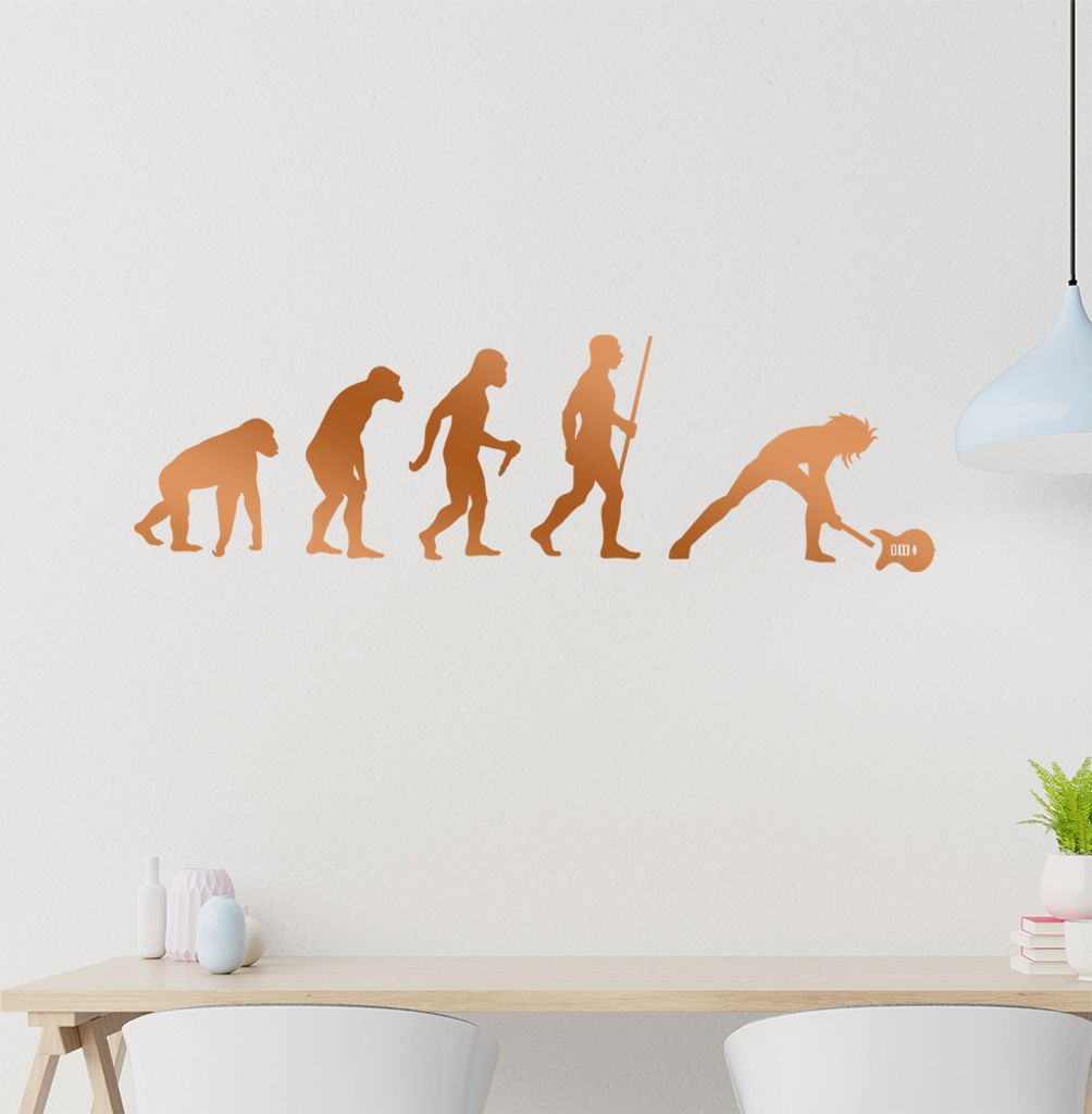 Gitarrist Musiker Evolution Wandtattoo Wandaufkleber Wall Sticker - Dekoration, Küche, Wohnzimmer, Schlafzimmer, Badezimmer