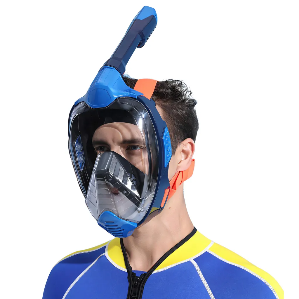 Masque De Plongée Intégral 180° Avec Support Caméra – Anti-buée, Silicone Alimentaire, Adulte/enfant