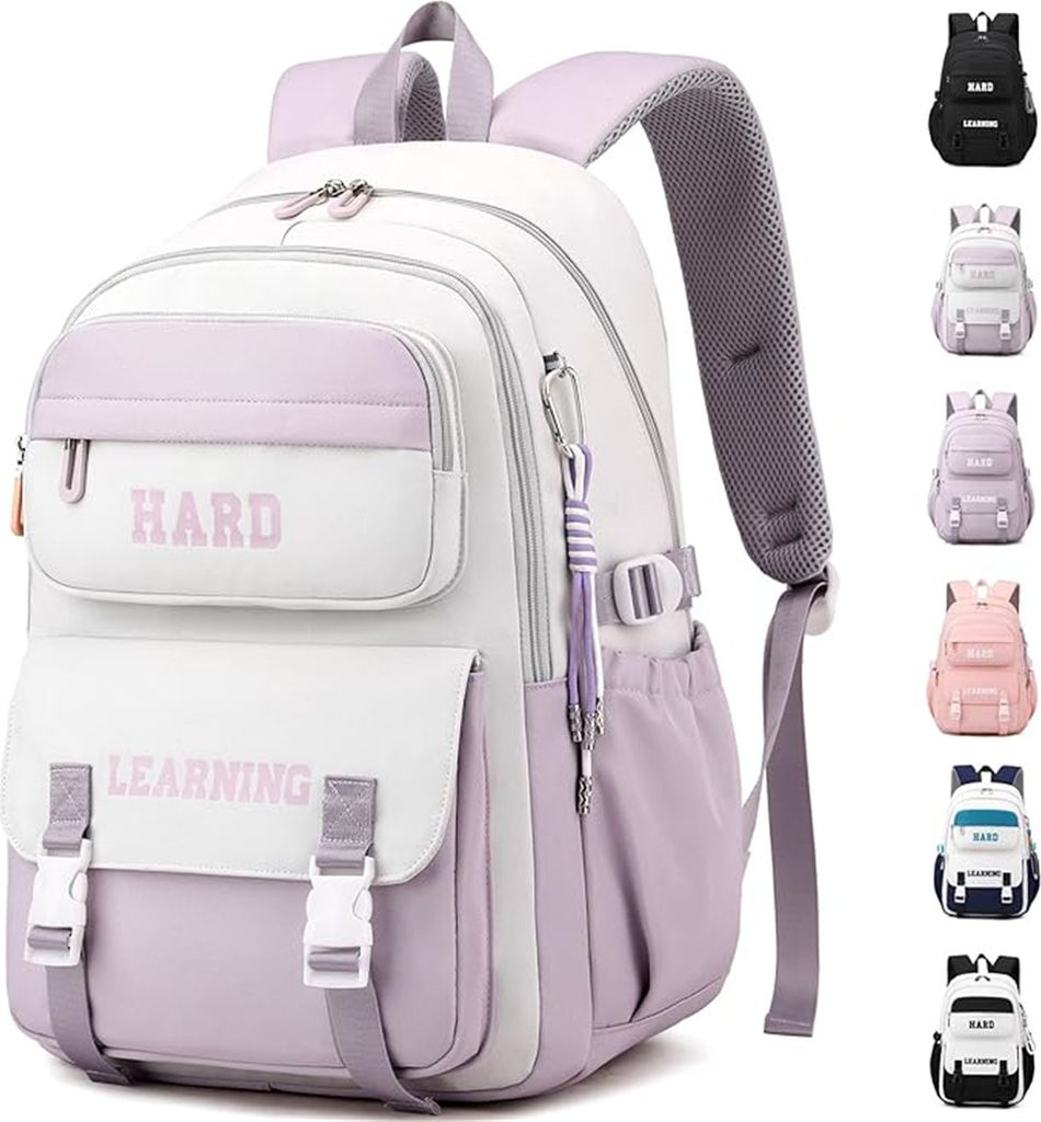 Schulrucksack(Lila-Weiss)Mädchen Teenager Produktbild 
