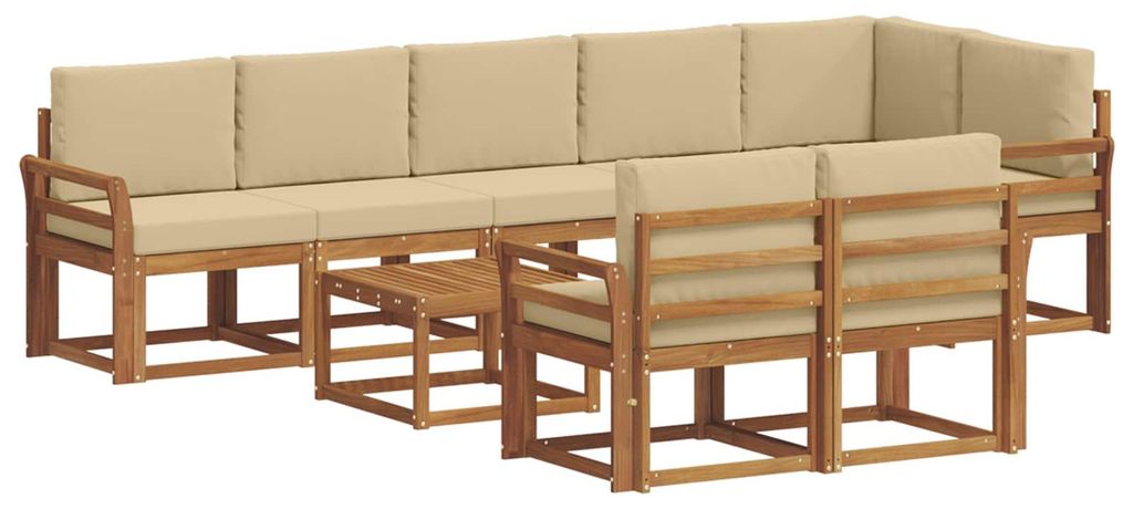 Outdoor-Sofagarnitur mit Kissen 9 pcs Natur und Beige