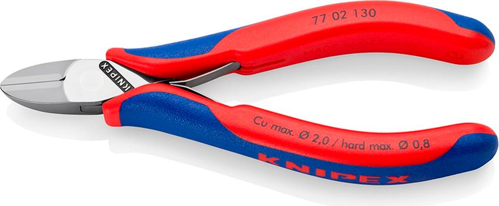 Knipex Elektronik-Seitenschneider Länge 130mm poliert 2-Komponenten -Griffe SB - 77 02 130 SB