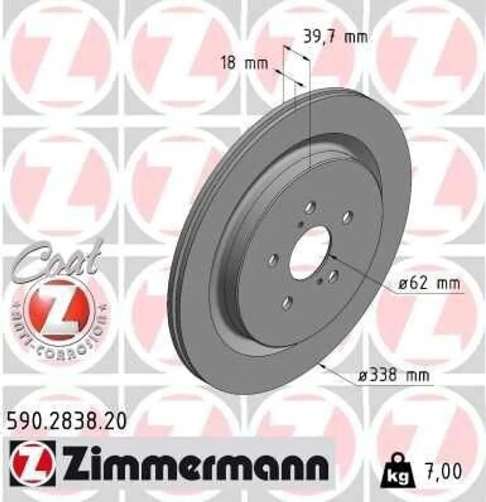 Disque de frein pour RX L2 Zimmermann 590.2838.20 sécurité renforcée