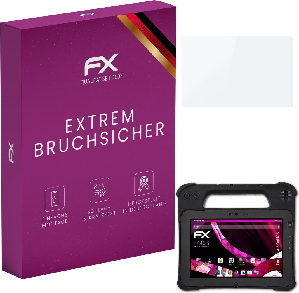 atFoliX FX-Hybrid-Glass Displayfolie kompatibel mit Zebra XPad L10 Glasfolie