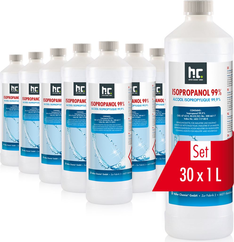 1 L Isopropanol 99,9% zur Flächenreinigung, als Lösungsmittel für Fette, Harze, Lacke, Tinte