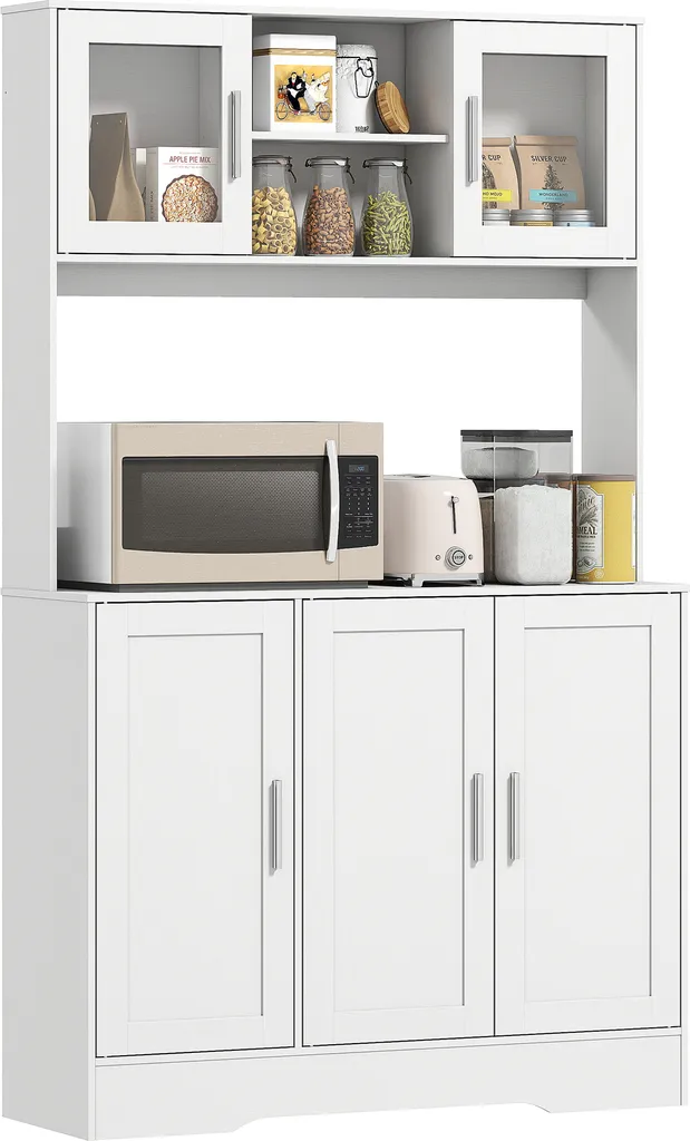 Buffet de cuisine pour micro-ondes et vaisselle meuble blanc scandinave