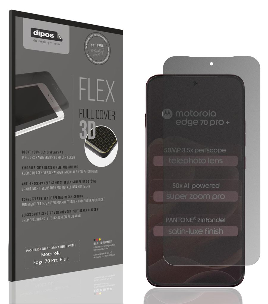 Full Cover Privacy Blickschutzfolie für Motorola Edge 70 Pro Plus Folie Anti-Shock