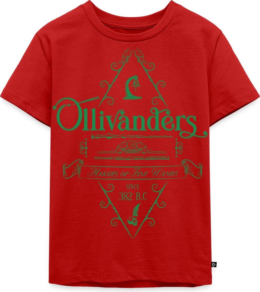 Spreadshirt Harry Potter Ollivanders Geschäft Grünes Logo Kinder Premium T-Shirt, 98/104 (2 Jahre), Rot