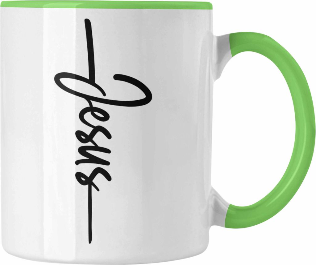 Trendation - Jesus Christus Tasse Bibel Geschenk Kreuz Glauben Kirche Christliche Geschenkidee (Grün)