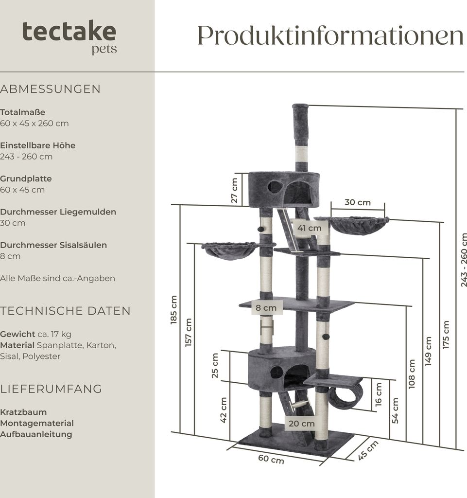 Kratzbaum Hansi 243 bis 260 cm inklusive 2 Treppen, 2 Produktbild 5