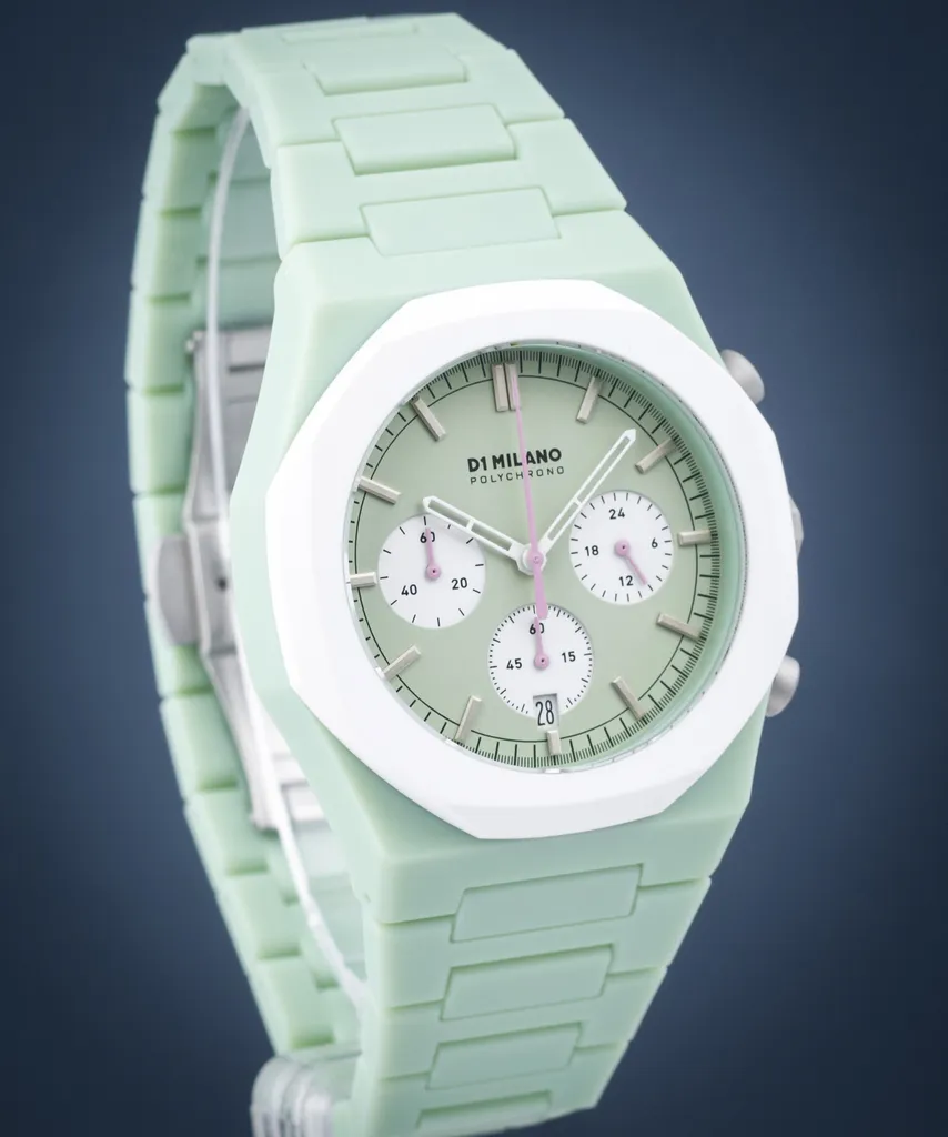 Montre D1 Milano Polychrono Green Blast : Style Unique et Confort de Port