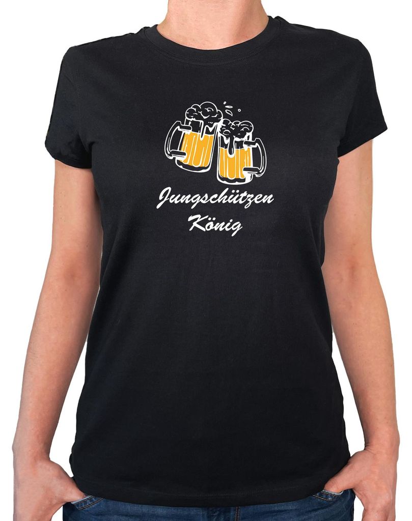 Huuraa Damen T-Shirt Jungschützenkönig Schützenfest XXL Black Bio Baumwolle Fairtrade Damenshirt Geschenkidee