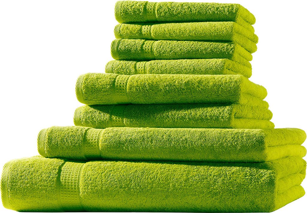 XL-Set 8tlg Frotteetücher Elegance 100% Baumwolle 500 gsm Gästetücher Handtücher Duschtücher Badetücher apfelgrün