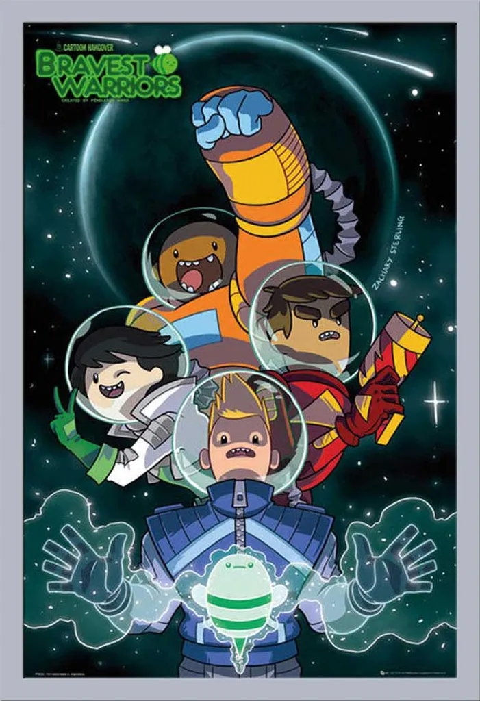 Poster Bravest Warriors Collage avec Cadre Shinsuke Maxi MDF Argenté