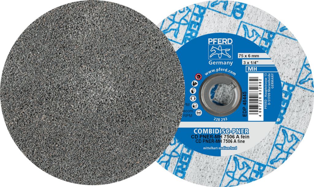 PFERD TOOLS COMBIDISC verpresste Vliesronde CD PNER Ø 75 mm Mittelhart A Fein für Finish
