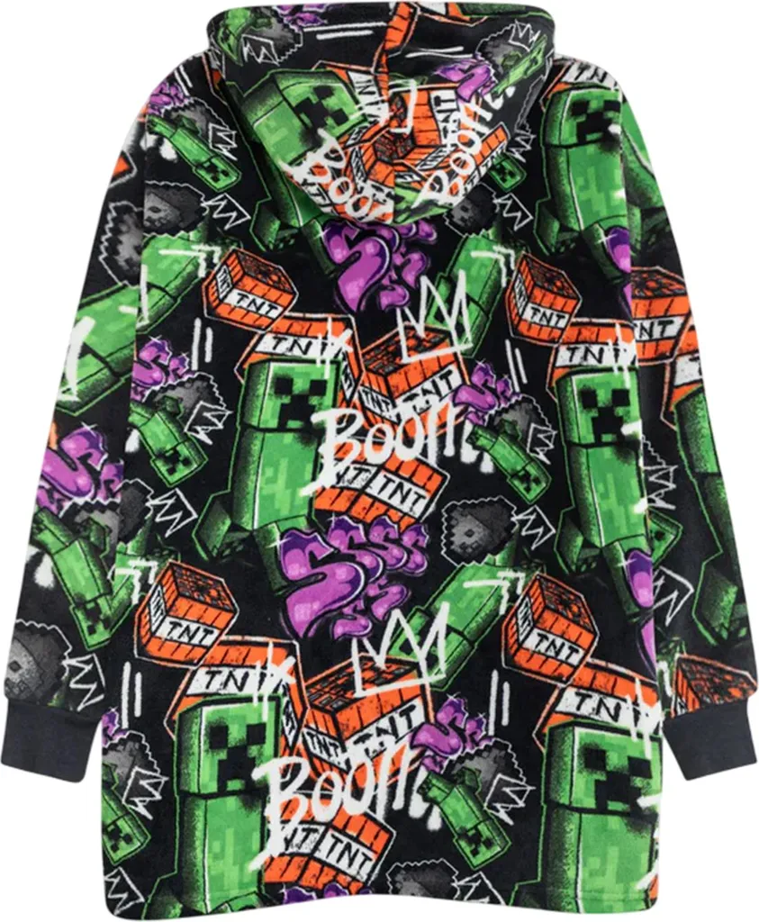 Hoodie Couverture Minecraft Taille Unique - Doublure Douce et Colorée