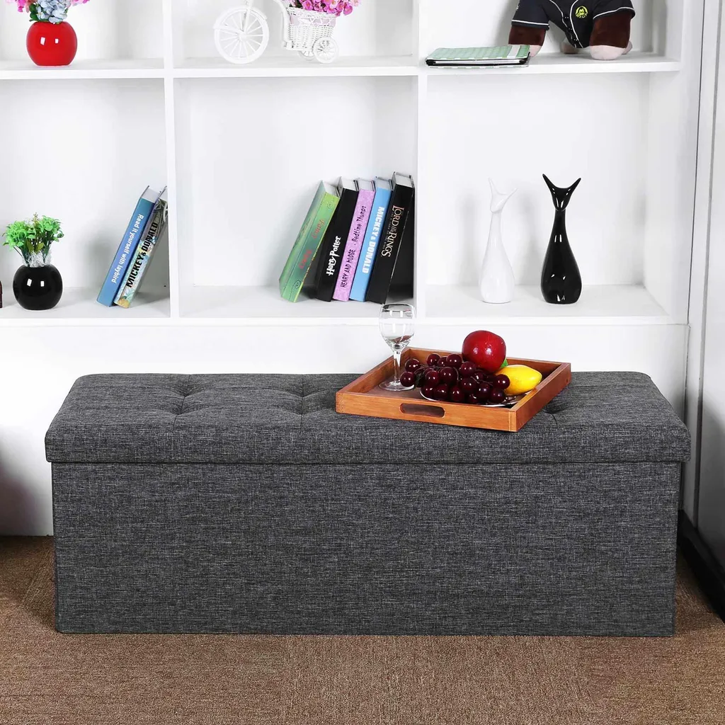 Commode 110 cm mouchetée gris foncé - Buffet bas design industriel chic - 4