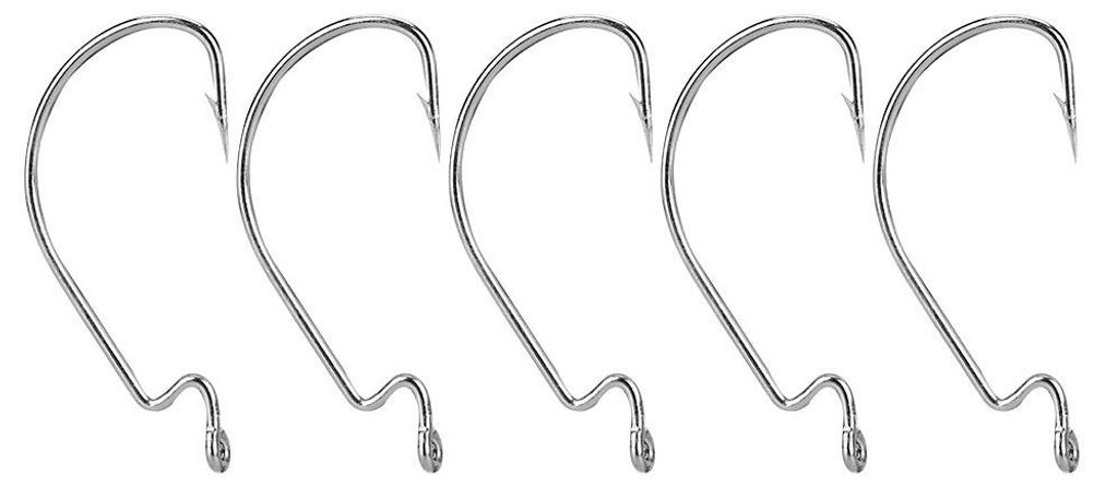 20 Stück Offset-Angelhaken, Kurbelwürmer, Schwarz-Nickel, Angelzubehör, Werkzeuge 3/0