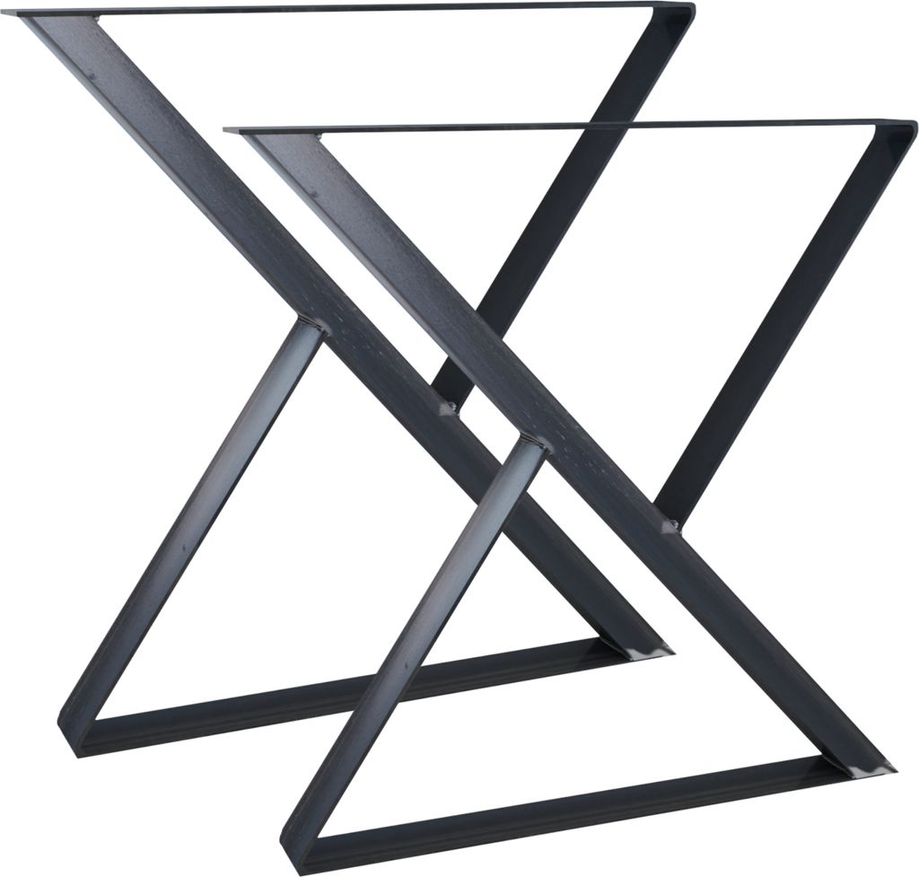 2er Tischbeine Tischgestell Tischkufen Stahl 70x72 cm Industriedesign (Klarlack)