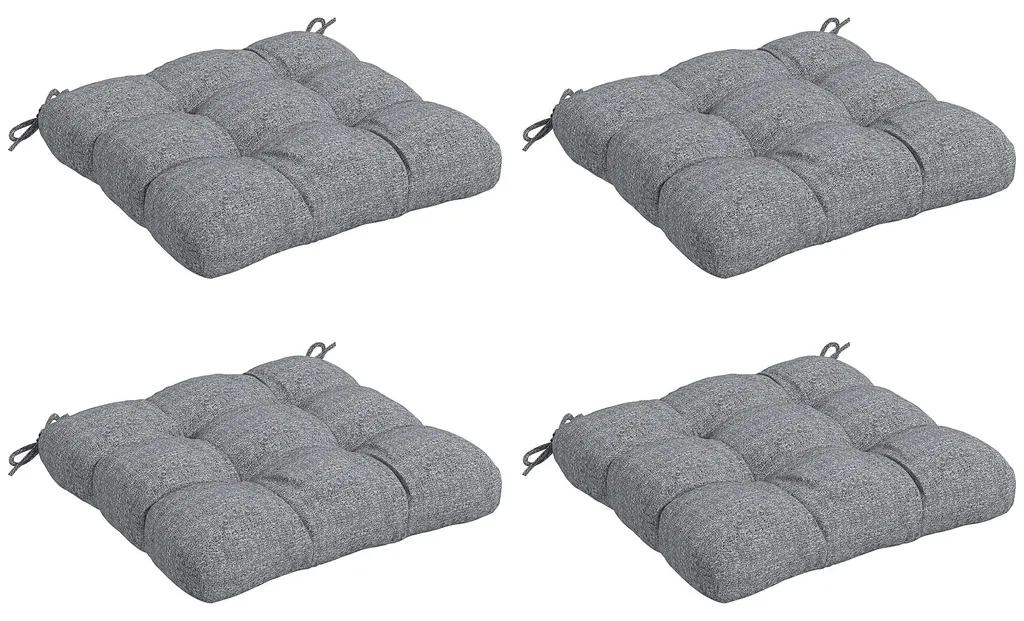 Lot de 4 coussins de jardin gris 48x48 cm, confort terrasse et balcon