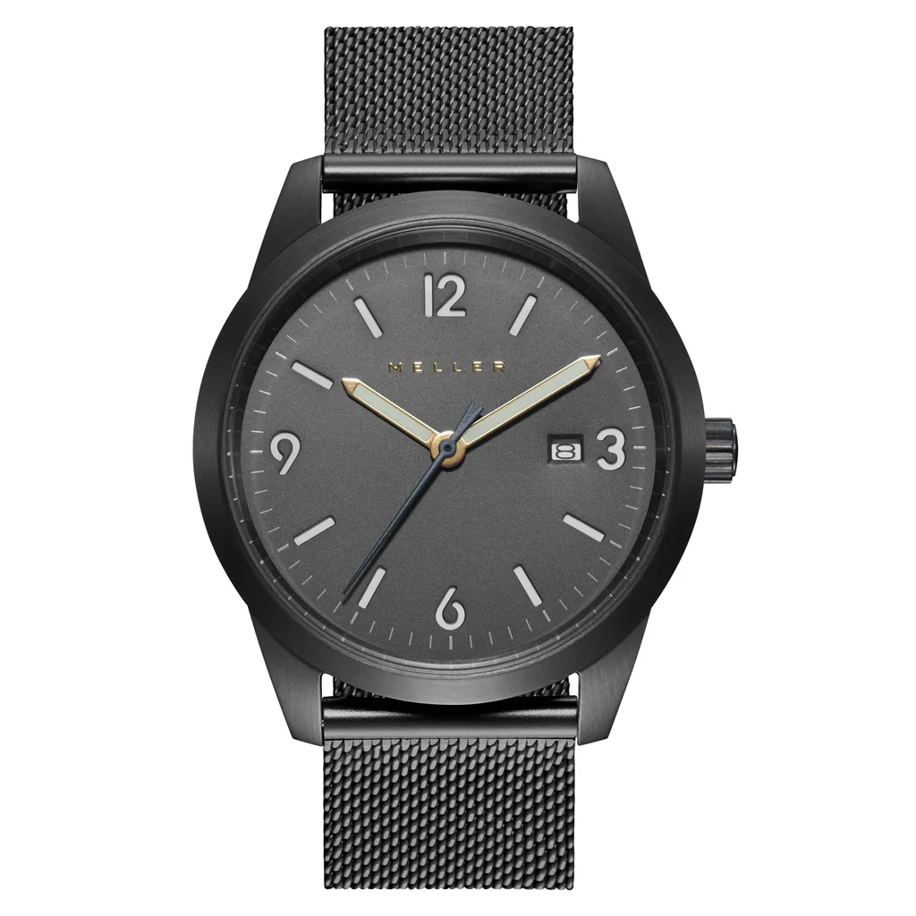 Meller Luwo Gun Metal - Montre analogique grise 40mm pour homme chic