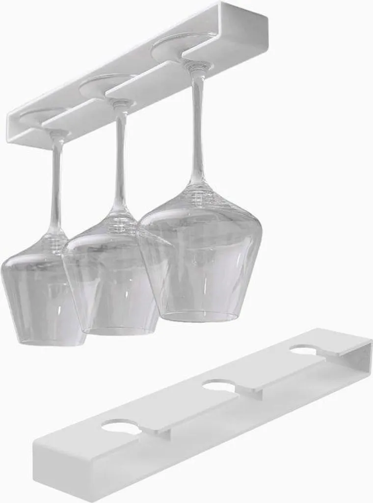 Étagère de rangement blanche pour verres à vin - Acier robuste - Lot 2