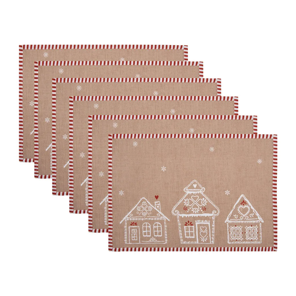 Offerta Set 6 Tovagliette Americane Clayre & Eef Gingerbread Cotone - 1
