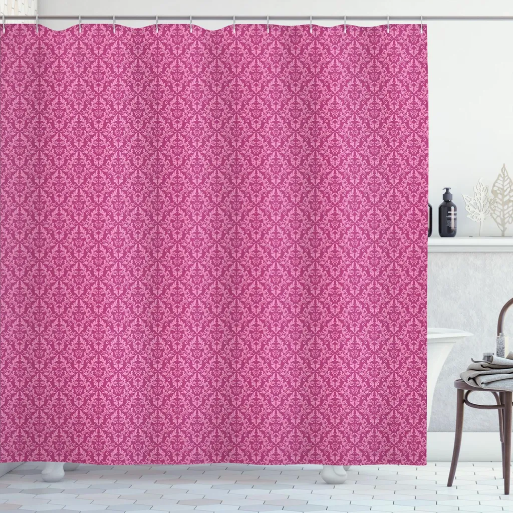 Tenda Doccia Damasco Rosa Vittoriano 175x180cm | ABAKUHAUS Elegance - 1