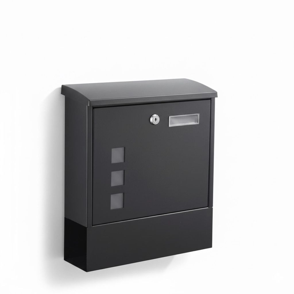 Briefkasten Anthrazit mit Zeitungsfach Wandbriefkasten aus verzinktem Stahl Wetterfest Postkasten Hausbriefkasten mit Zeitungsrolle 33x30,5x10 cm