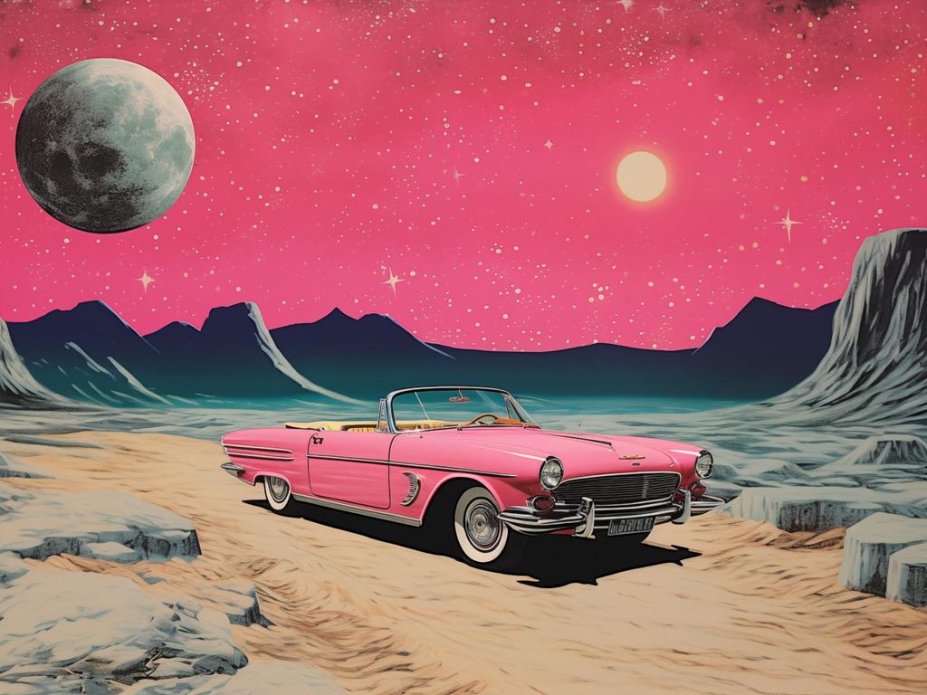 Poster 40x30cm Cabriolet Im Weltraum