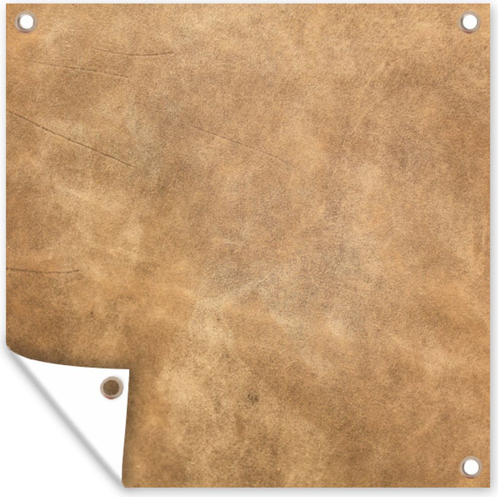 MuchoWow 100x100 cm Outdoor-Poster Gartendeko Sichtschutz Garten Poster für den Garten Leder - Strukturiert - Lederoptik - Braun
