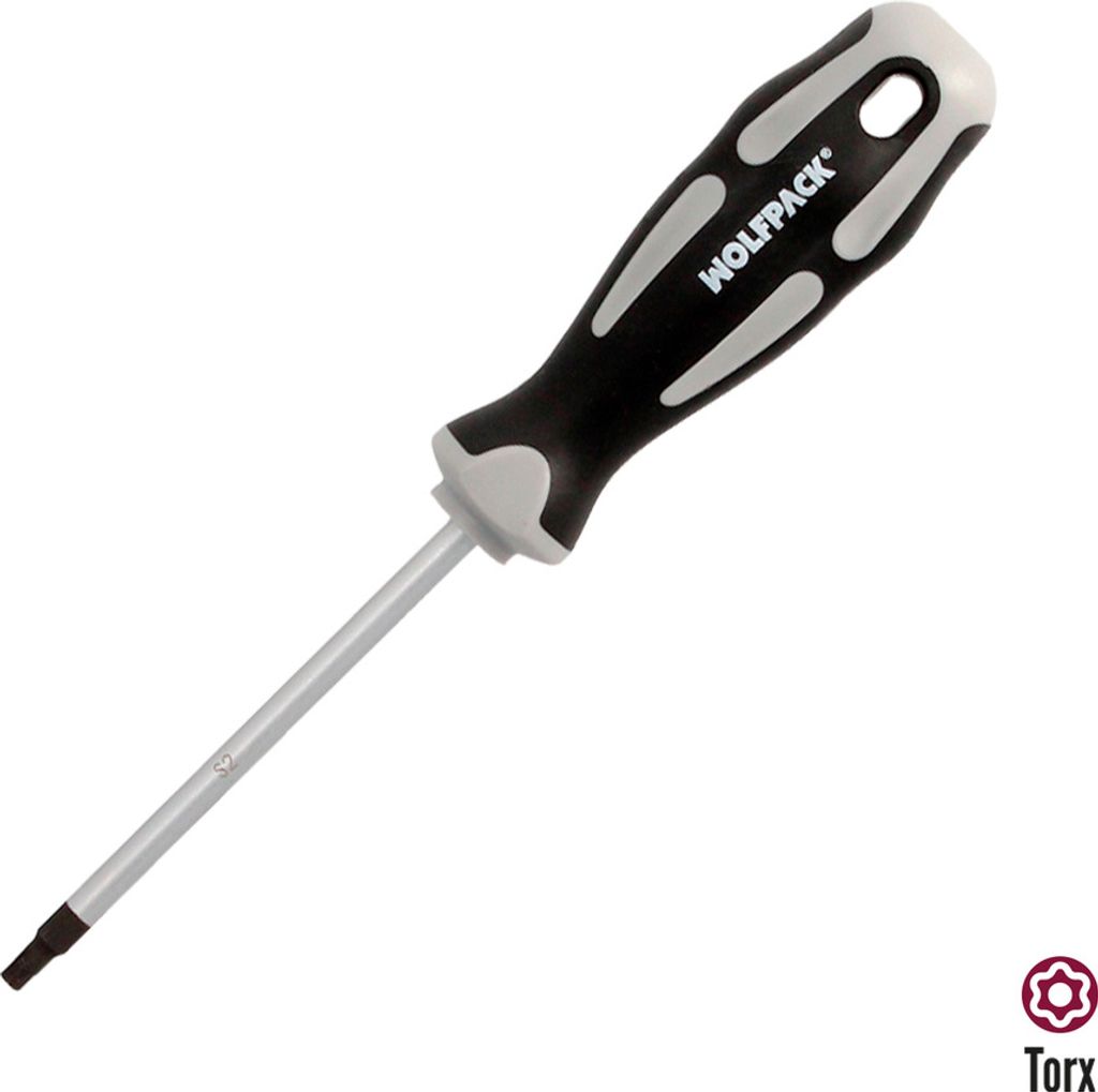 WOLFPACK LINEA PROFESIONAL Schraubendreher Torx Stahl S2 TPR Griff Bimaterial T20 Ø 5.0 x 75 mm
