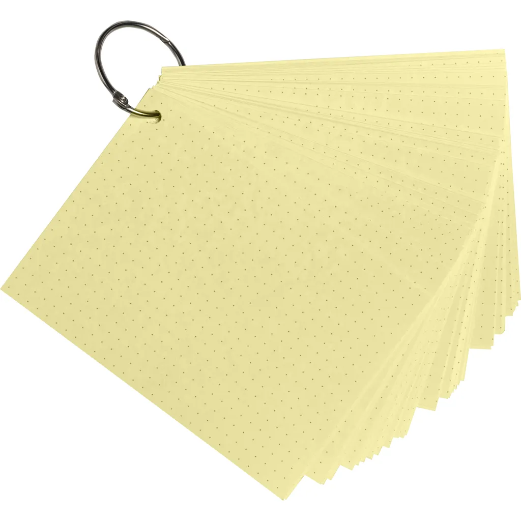 50 Fiches A6 Exacompta Jaunes Quadrillées et Perforées 10354E - 200g/m²