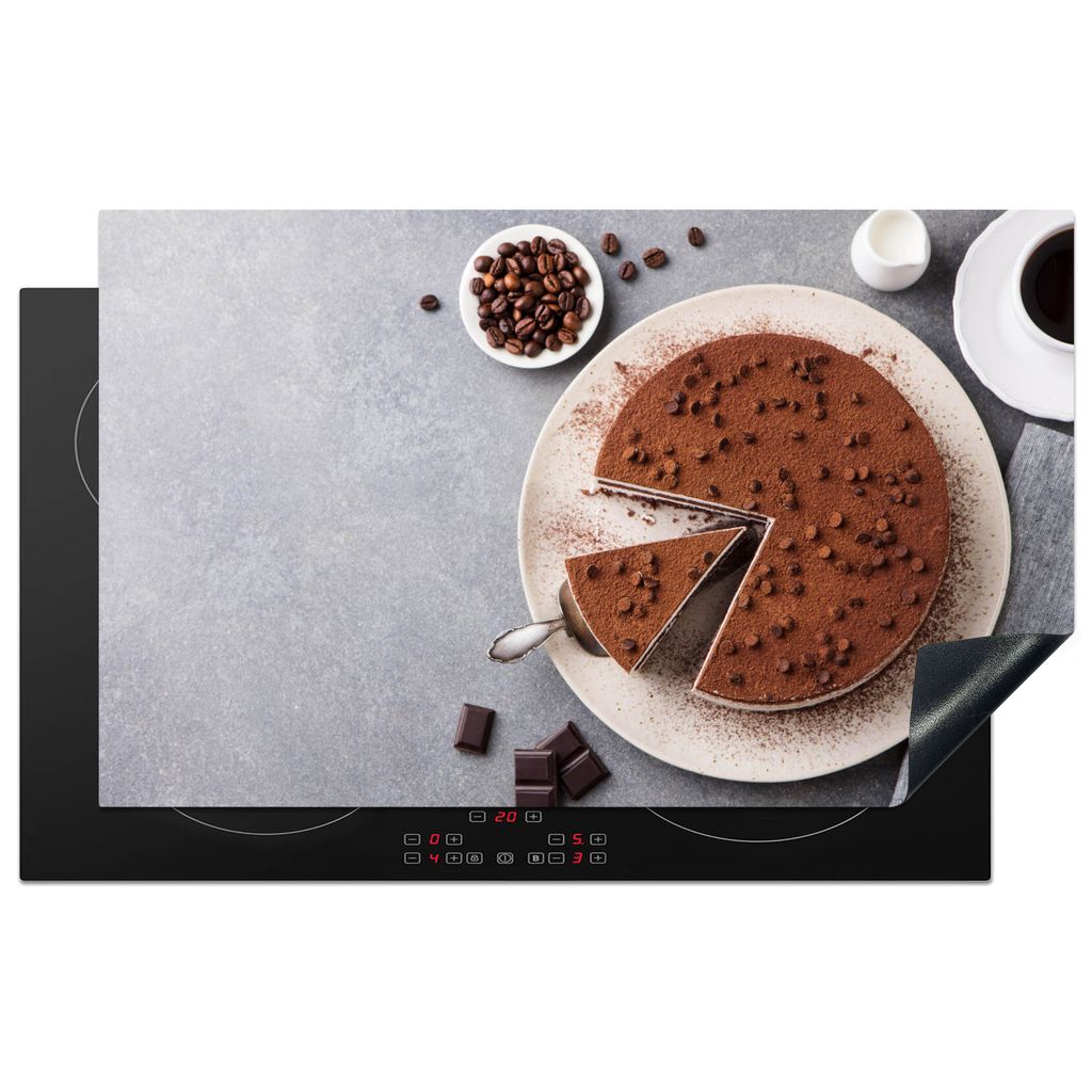 KitchenYeah Herdabdeckplatte Torte - Schokolade - Kaffee , 83x51cm, Küche Deko, Glaskeramikkochfeld Herdabdeckung, Abdeckplatte fùr Kochfeld