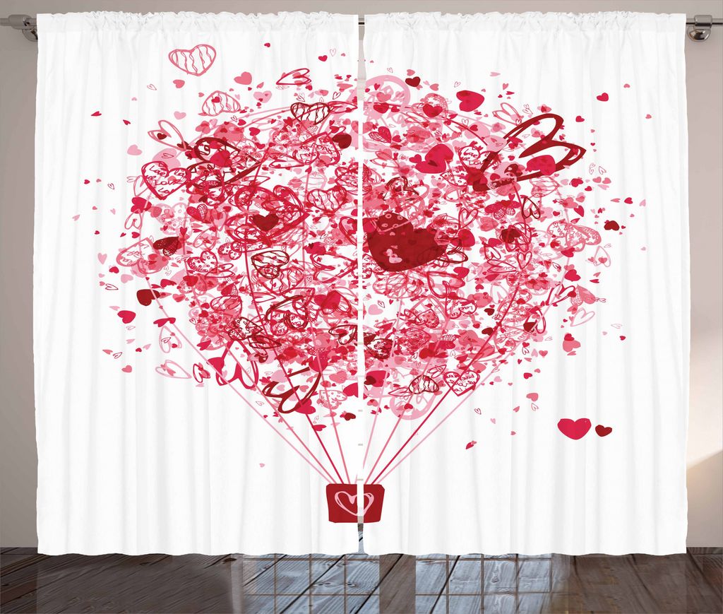 ABAKUHAUS Liebe Rustikaler Gardine, Liebe ist in dem Luftballon, Schlafzimmer Kräuselband Vorhang mit Schlaufen und Haken, 280 x 175 cm, Pink