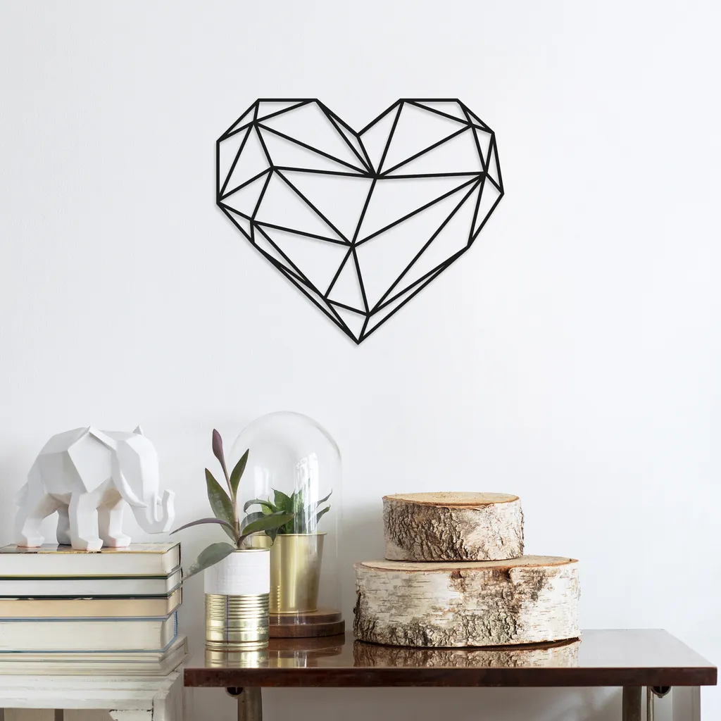 Décoration Murale en Métal Forme Coeur Noir - Tableau Design Wallity