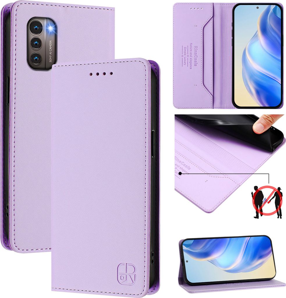 Lederhülle für Nokia G21/Nokia G11 Hülle Flip Brieftasche Kartenfächern Ständer Schutzhülle Violett