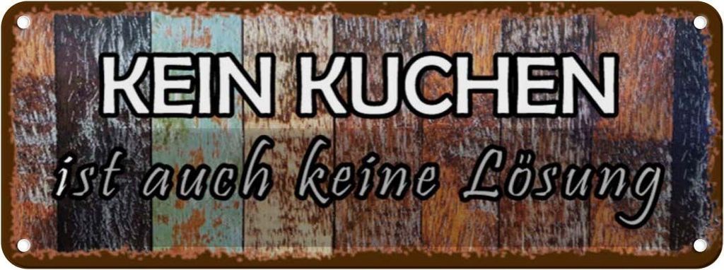 vianmo Blechschild 10x27 cm kein Kuchen ist keine Lösung Küche Kochen Essen