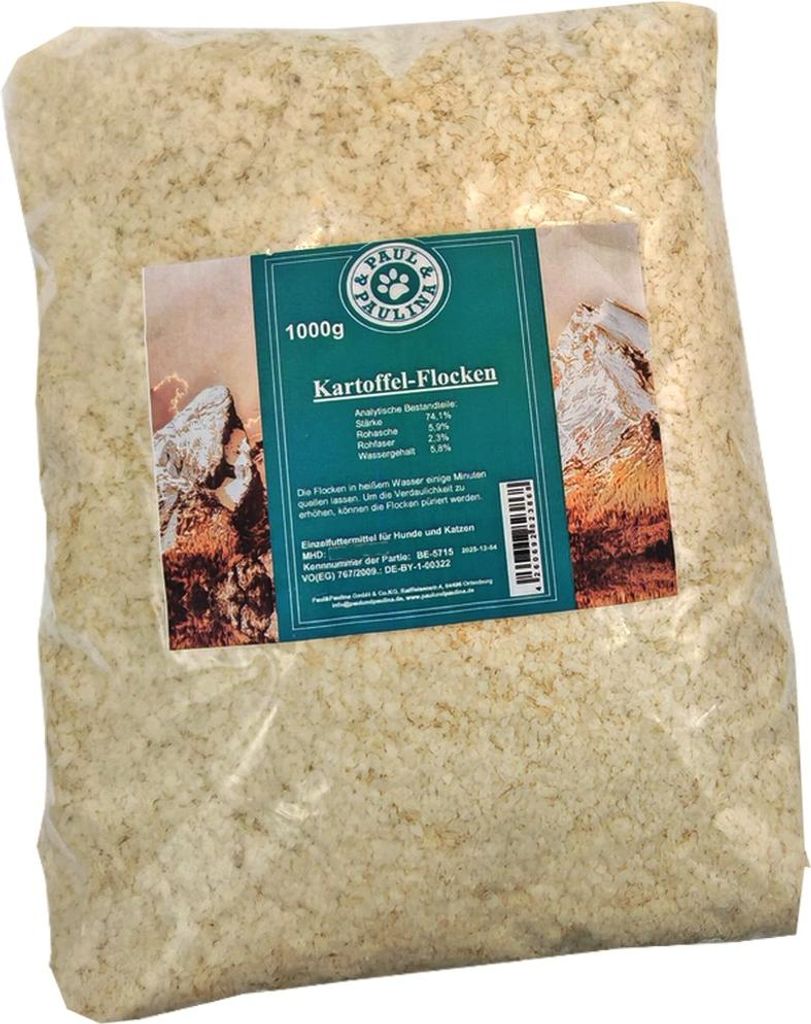 Paul & Paulina Kartoffelflocken getrocknet 1kg 100% Kartoffel I Einzelfuttermittel für Hunde und Katzen