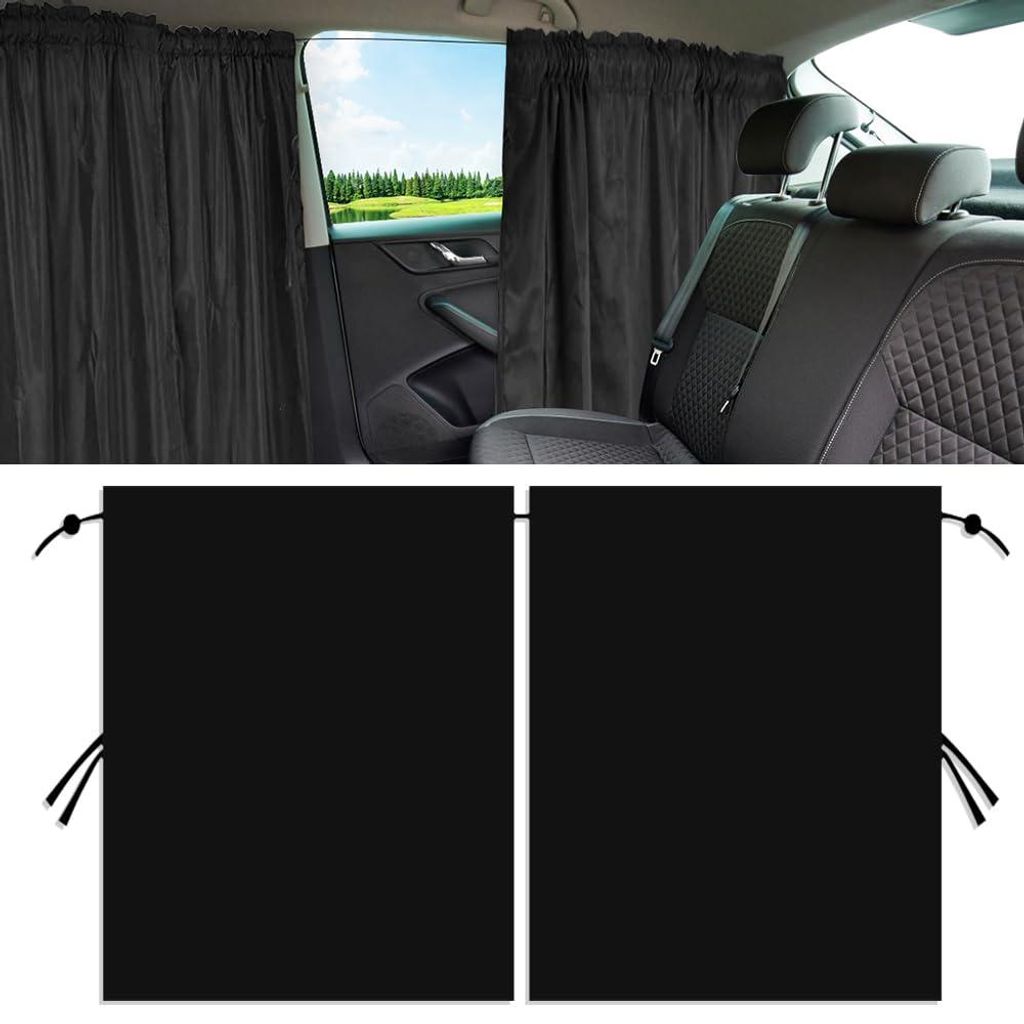 Trennvorhänge/Sonnenschutz fürs Auto, 190 x 120 cm, Trennvorhänge für den Innenraum des Autos, abnehmbare Seitenfensterabdeckungen, Sichtschutz...