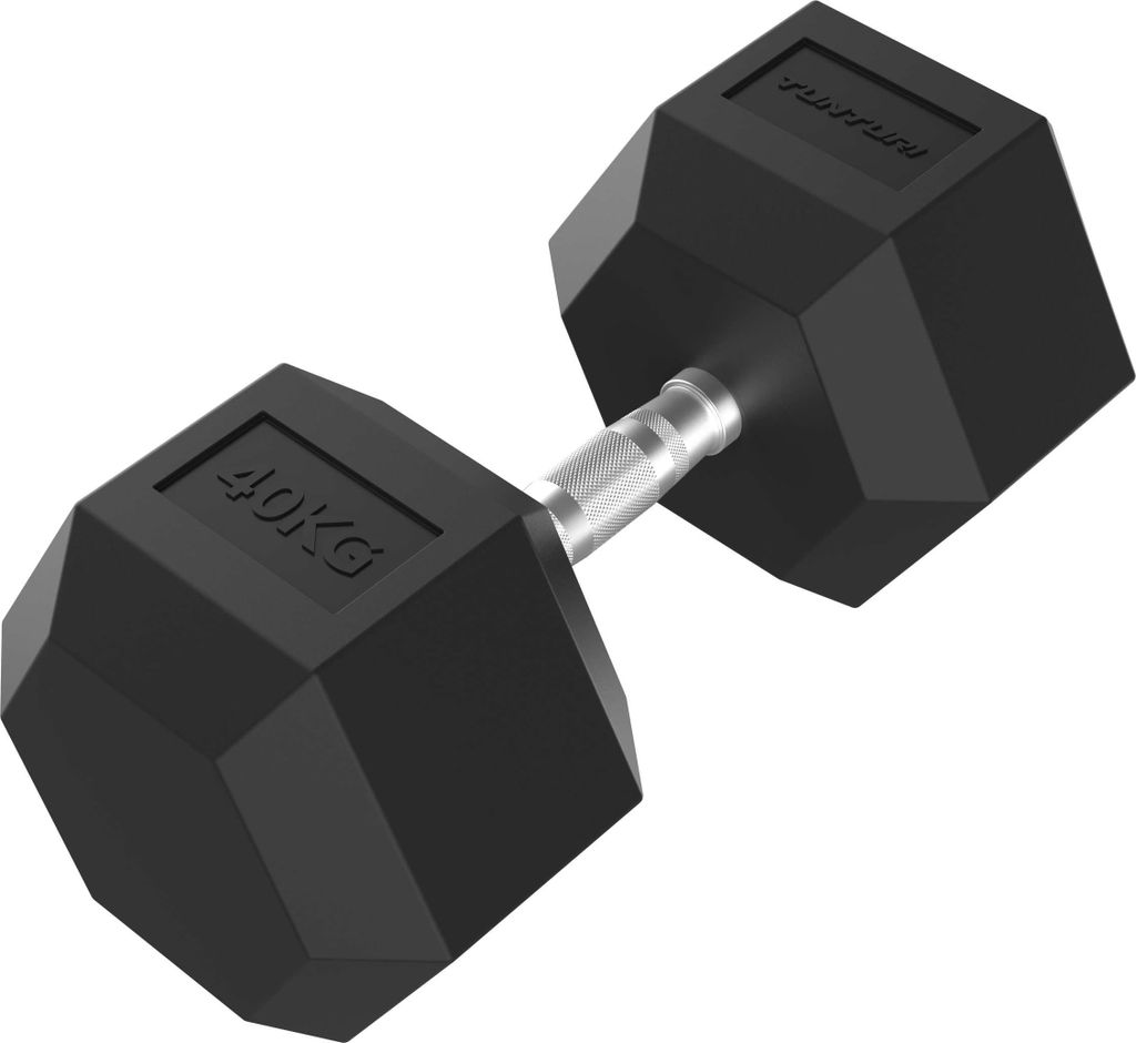 Tunturi Platinum Hexa Kurzhantel - Gummi - 1x 40 kg - Schwarz